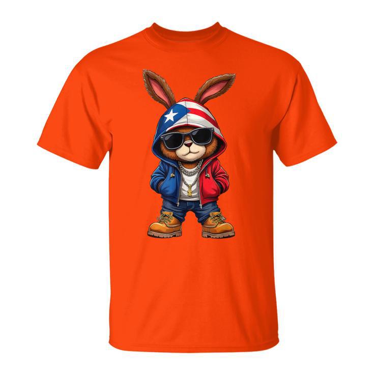 Cool Bunny Puerto Rican Flag Outfit Vibes Boricua T-Shirt