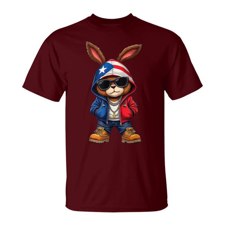 Cool Bunny Puerto Rican Flag Outfit Vibes Boricua T-Shirt
