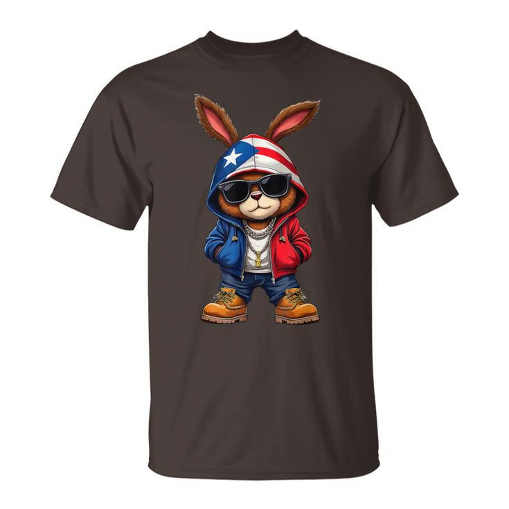 Cool Bunny Puerto Rican Flag Outfit Vibes Boricua T-Shirt