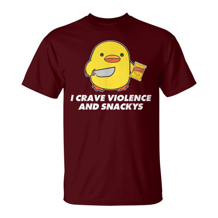 I Crave Violence And Snackys Cute Duck Knife Quote T-Shirt