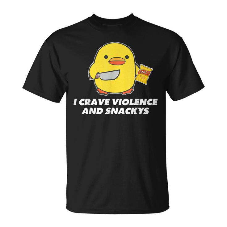 I Crave Violence And Snackys Cute Duck Knife Quote T-Shirt