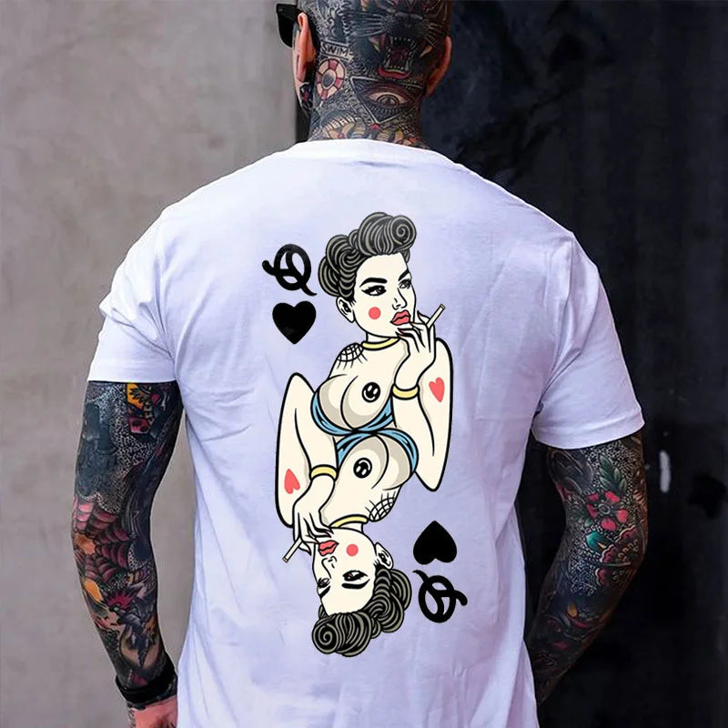 POKER Q Sexy Lady Print Men's T-shirt