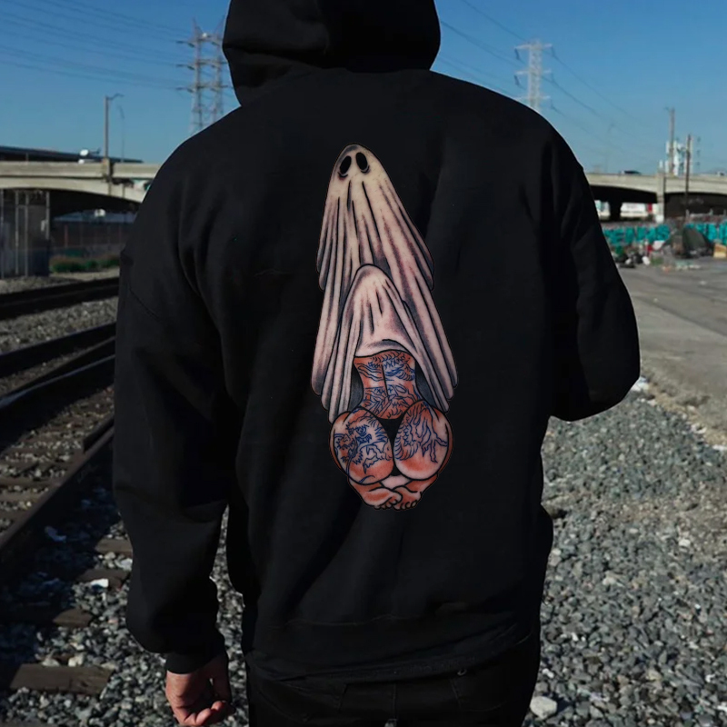 Oral Sex with Tattooed Ghost Dirty Love Black Print Hoodie