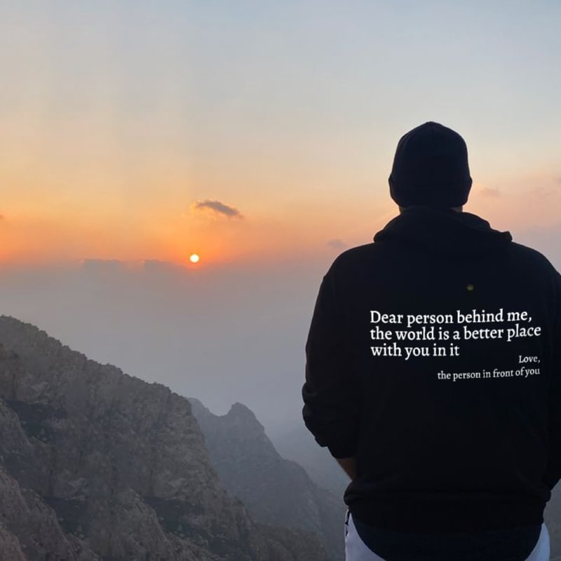 DEAR PERSON BEHIND ME Youth Letter Graphic Print Hoodie