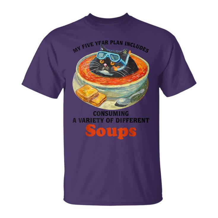 Fat Cat Soup Bowl My Five Year Plan Includes Consuming Soups Women T-Shirt