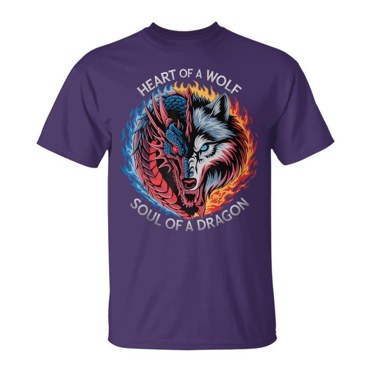 Heart Of A Wolf Soul Of A Dragon Lover Warrior Women T-Shirt
