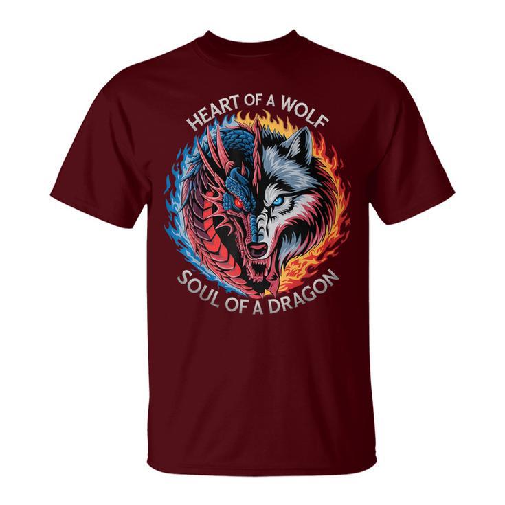 Heart Of A Wolf Soul Of A Dragon Lover Warrior Women T-Shirt