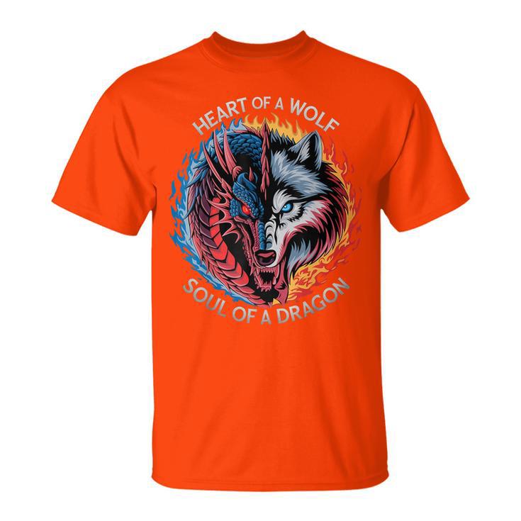 Heart Of A Wolf Soul Of A Dragon Lover Warrior Women T-Shirt