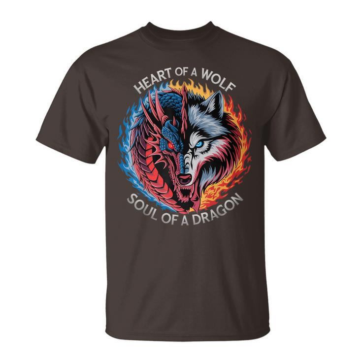 Heart Of A Wolf Soul Of A Dragon Lover Warrior Women T-Shirt
