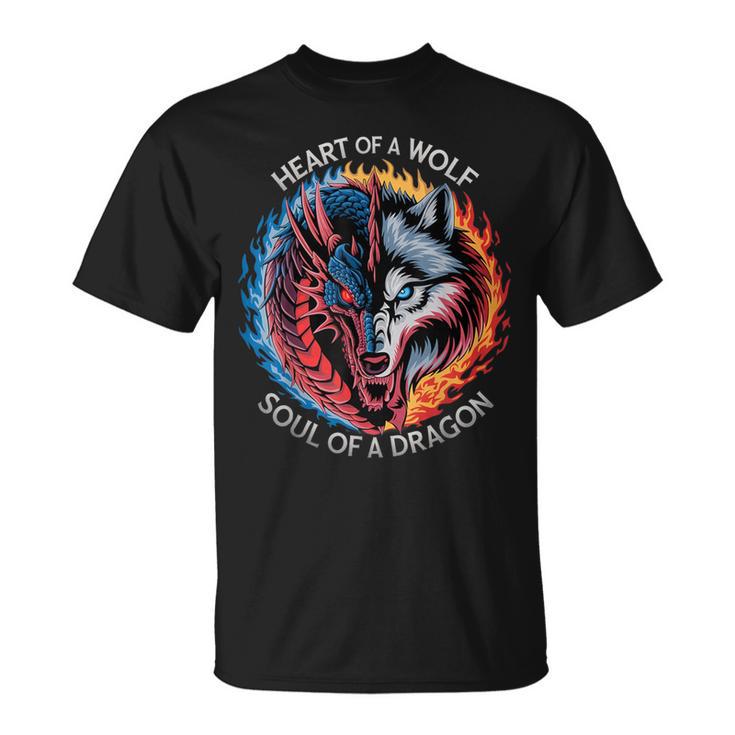 Heart Of A Wolf Soul Of A Dragon Lover Warrior Women T-Shirt
