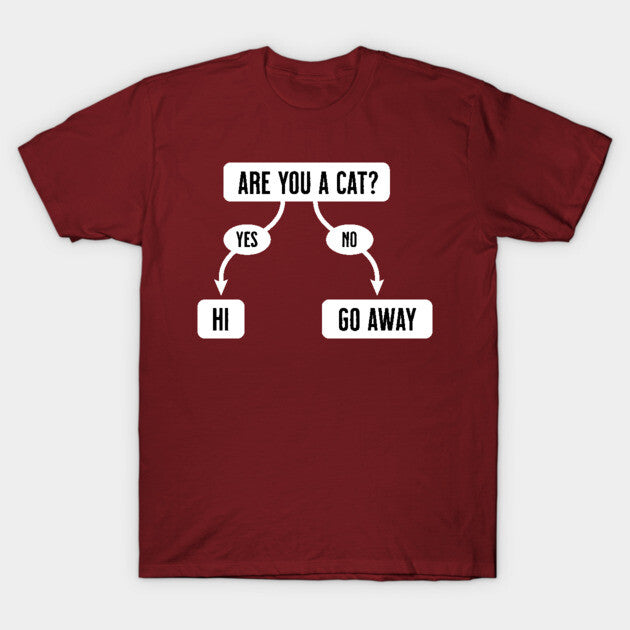 Are You A Cat - Funny, Cute Flowchart T-Shirt