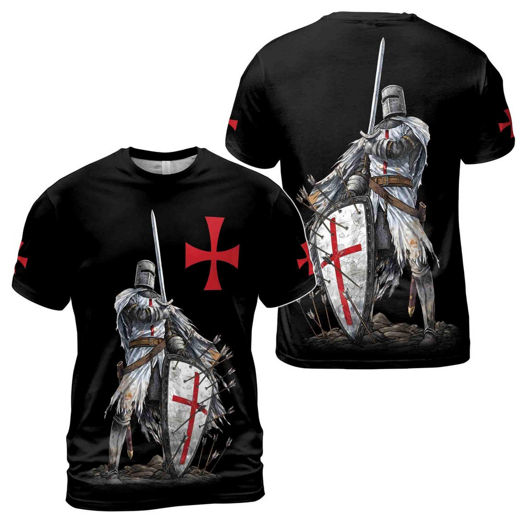 Knight Templar Grunge Knight Honor Men's 3D T-shirt S-5XL
