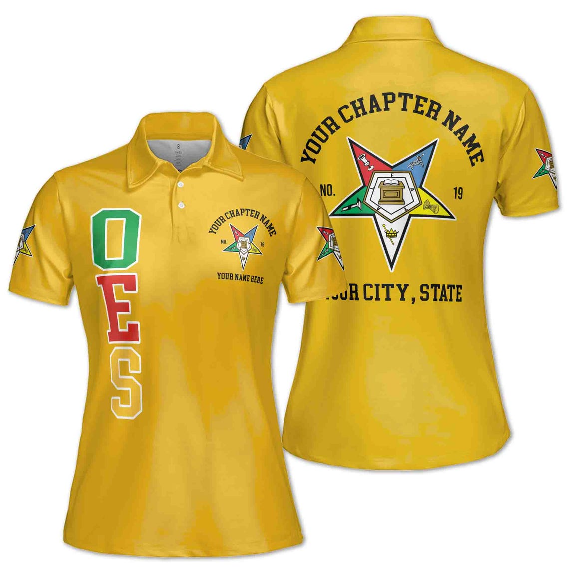 Customize Name Chapter Order of the Eastern Star OES Pentagon Down Women's Polo Shirt