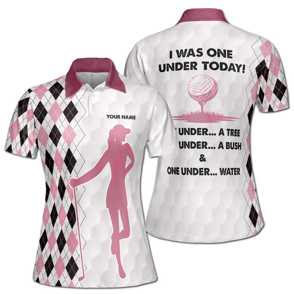Custom Name I Was One Under Funny Golf Women's Polo Shirt (S-5XL)