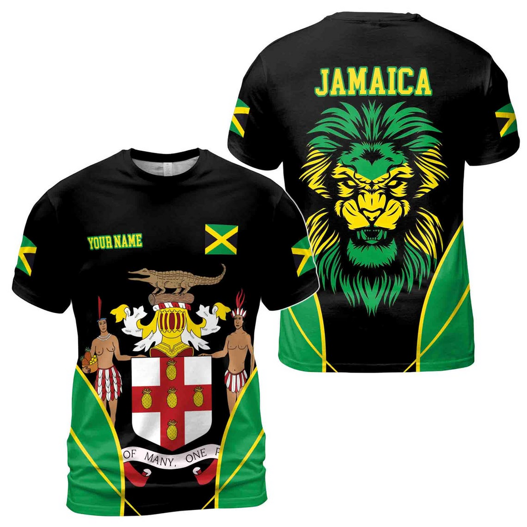 Custom Name Patroitic Jamaica Flag Jamaica Lion Men's 3D T-shirt S-5XL