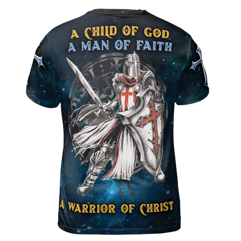 Galaxy Knight Templar Jesus Is My Savior A Man Of Faith Men's 3D T-Shirt S-5XL