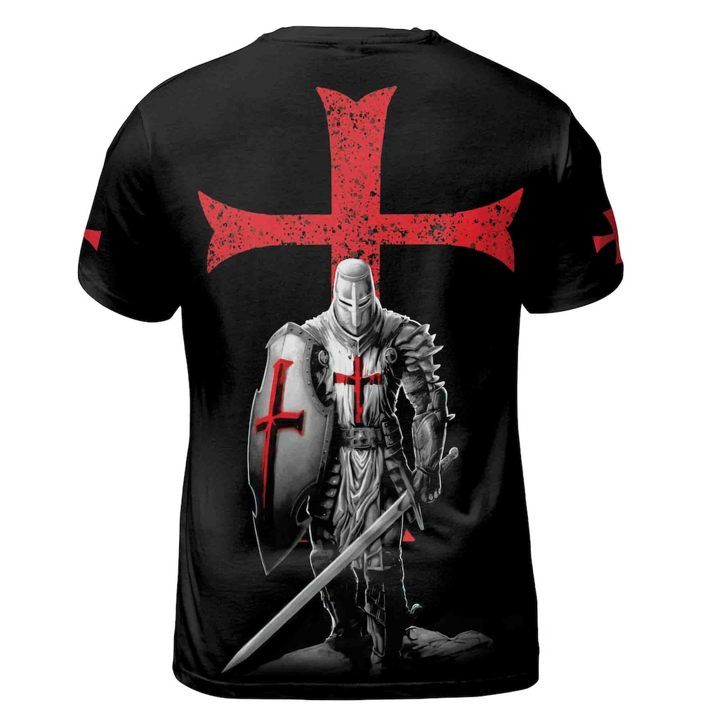 Knight Templar Knight Warrior Red Jesus Cross Men's 3D T-shirt S-5XL