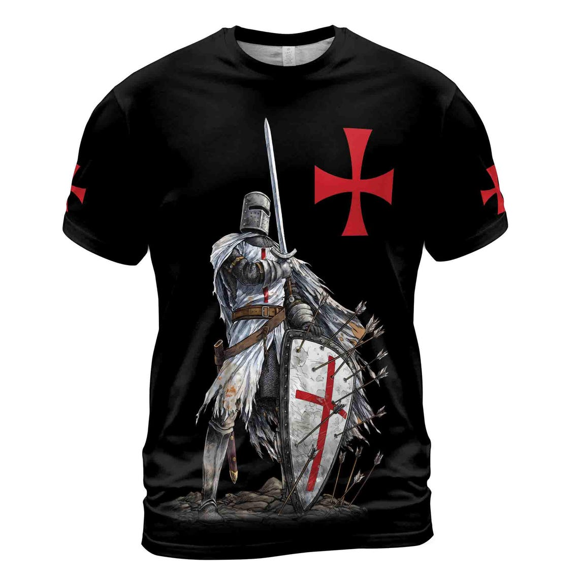 Knight Templar Grunge Knight Honor Men's 3D T-shirt S-5XL