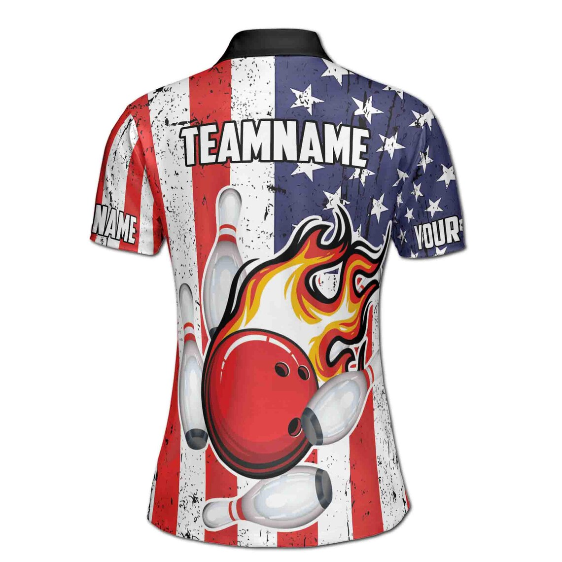 Personalized Patriotic American Bowling Player Women's Polo Shirt (S-5XL)