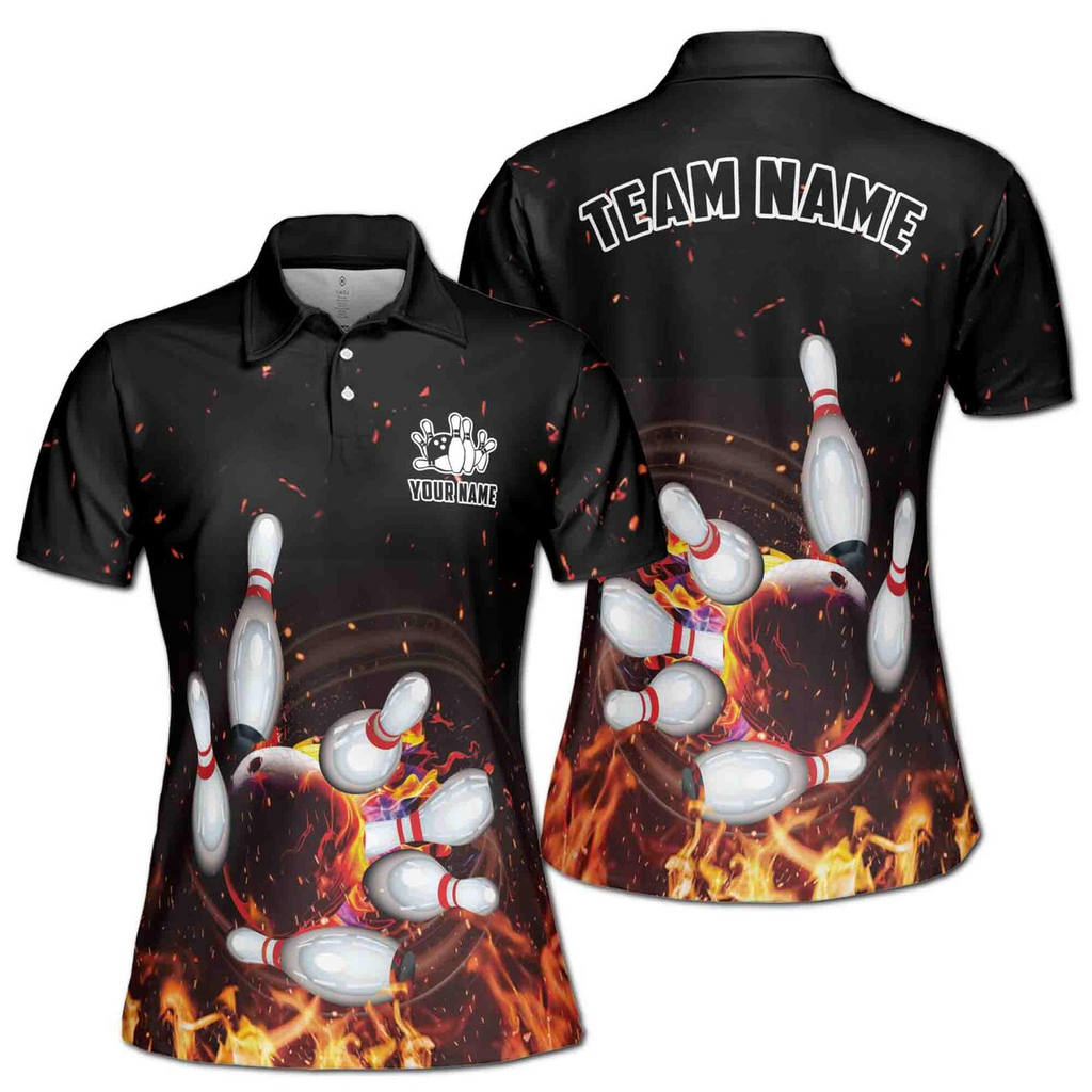 Personalized Blow Up The Fire Bowling On Flame Women's Polo Shirt (S-5XL)