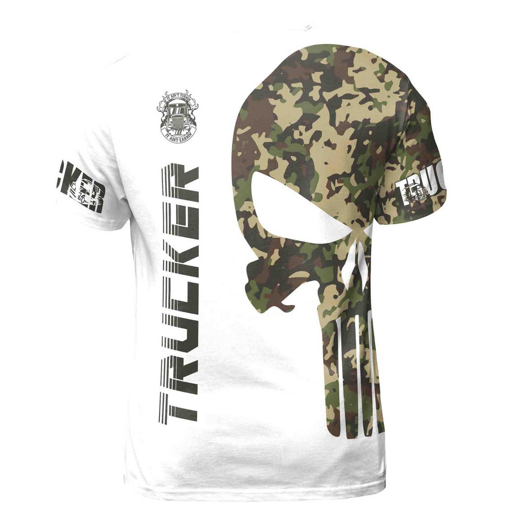 Custom Name Camo Skull Trucker If It's Ain't Turn It Ain't Earnin Men's 3D T-shirt
