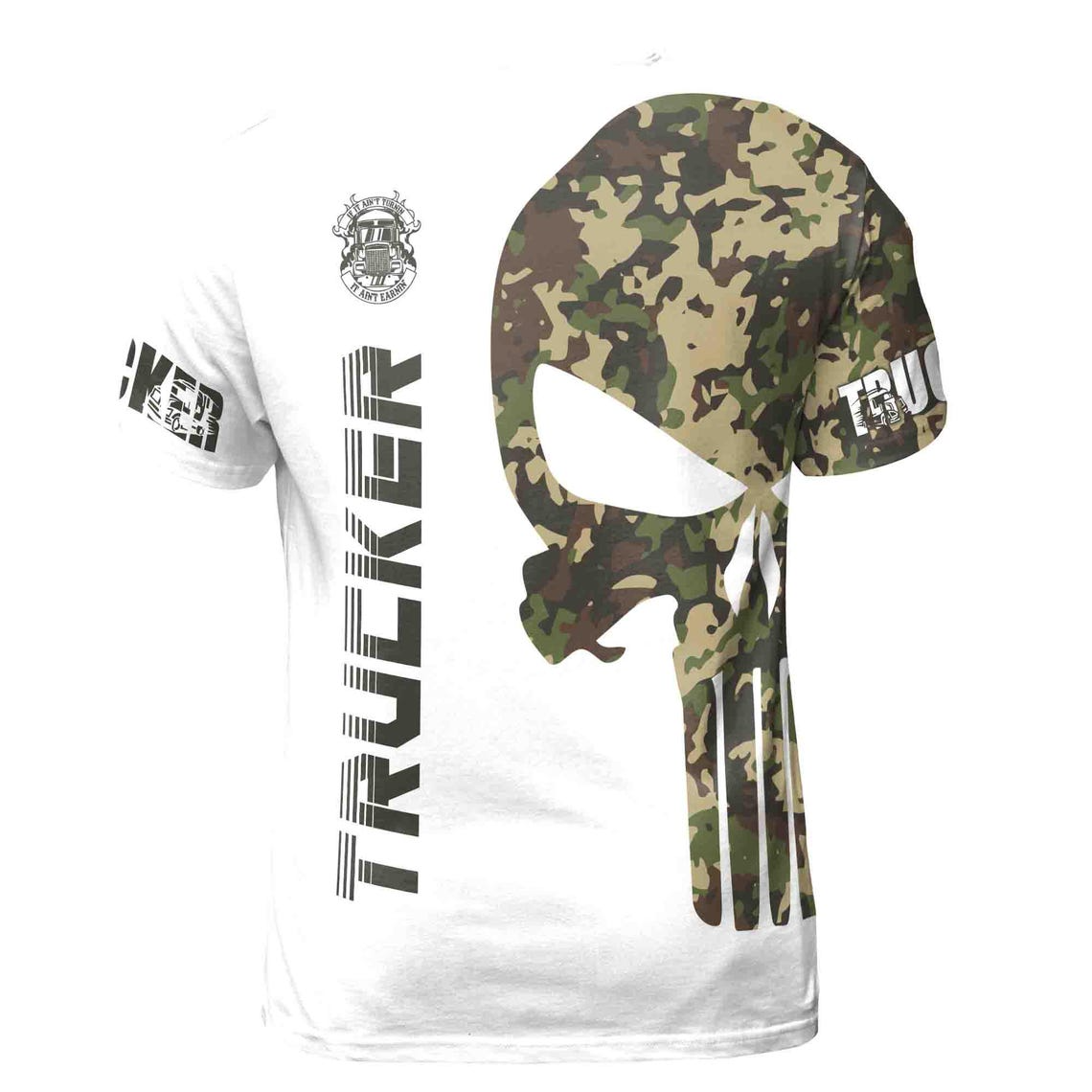 Custom Name Camo Skull Trucker If It's Ain't Turn It Ain't Earnin Men's 3D T-shirt