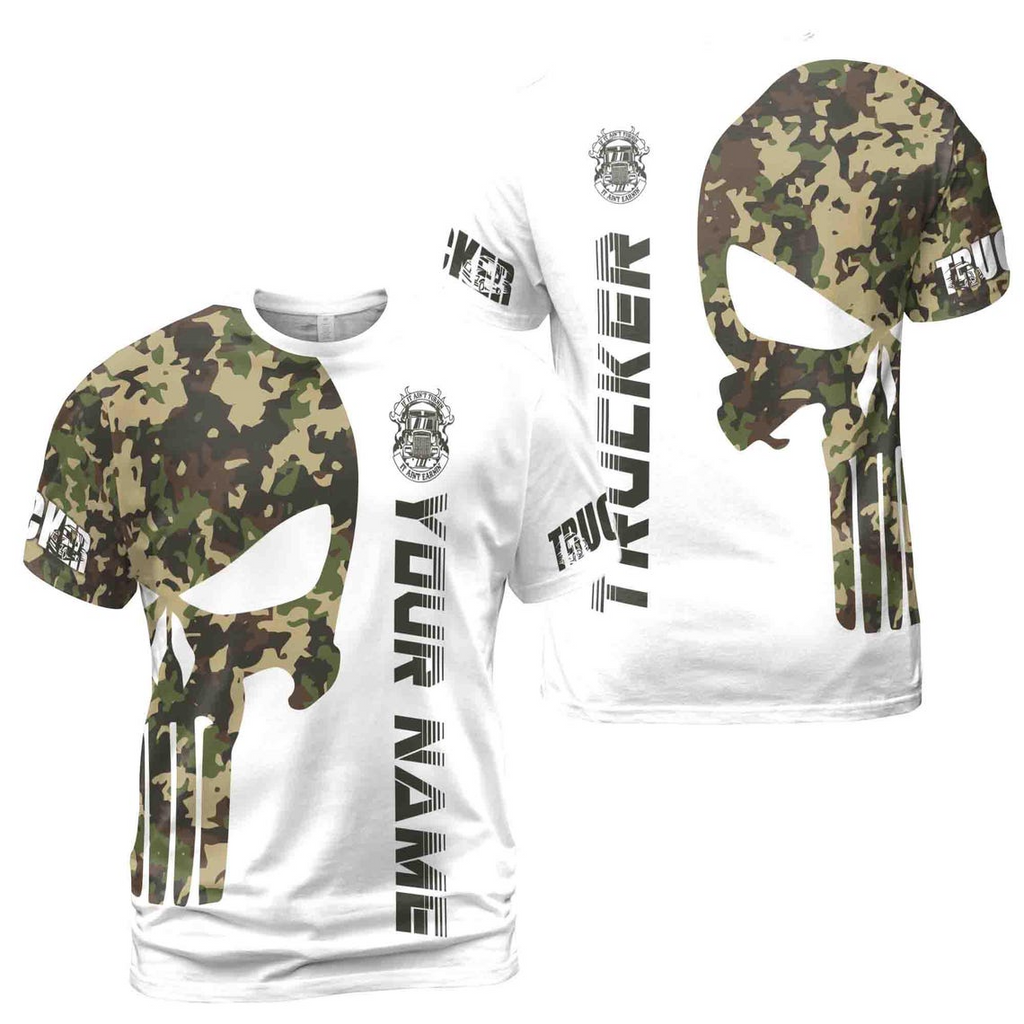Custom Name Camo Skull Trucker If It's Ain't Turn It Ain't Earnin Men's 3D T-shirt