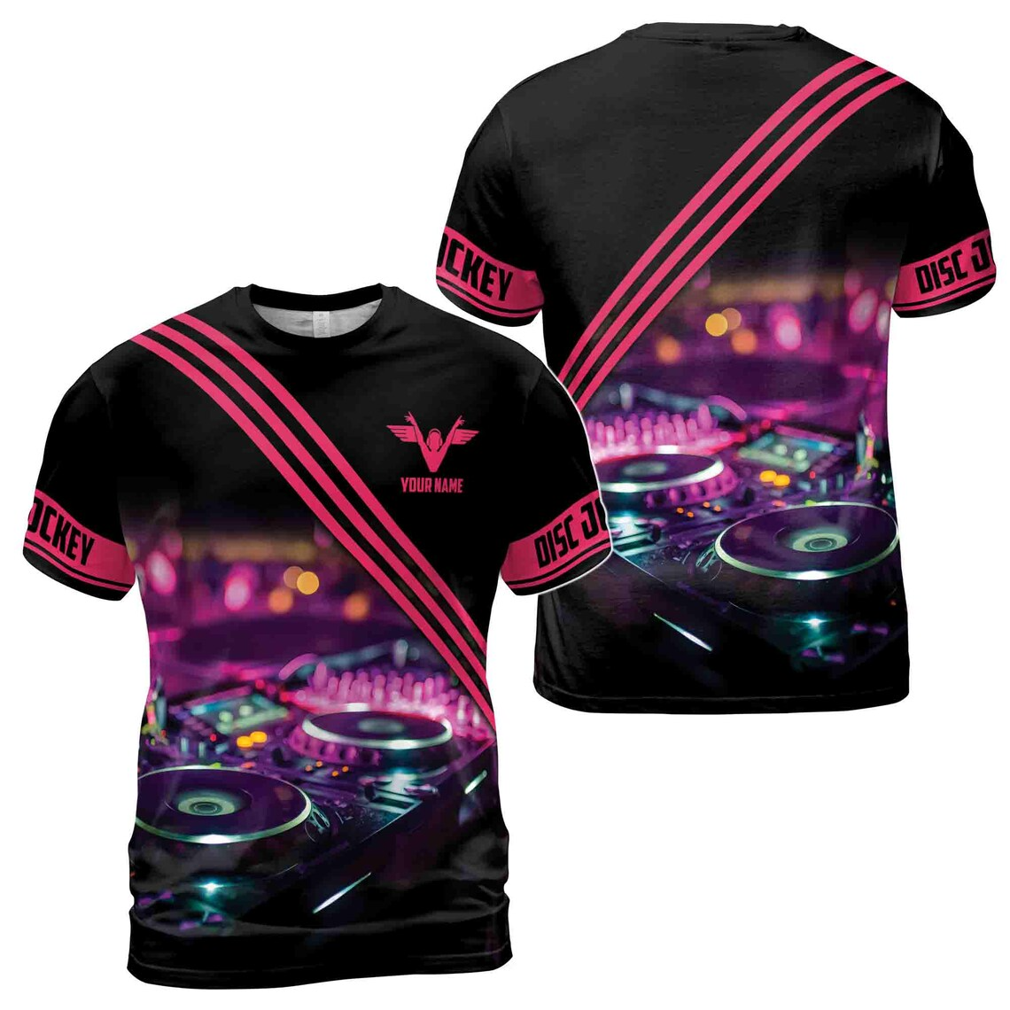 Custom Name Love Music DJ Disc Jockey Men's 3D T-shirt S-5XL