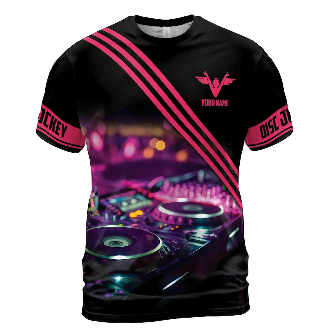 Custom Name Love Music DJ Disc Jockey Men's 3D T-shirt S-5XL