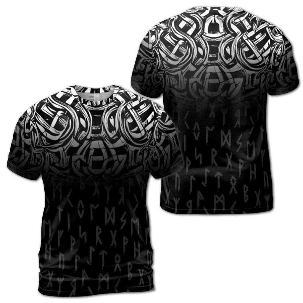 Runer Viking Dark Tribal Pattern Grunge Men's 3D T-shirt S-5XL