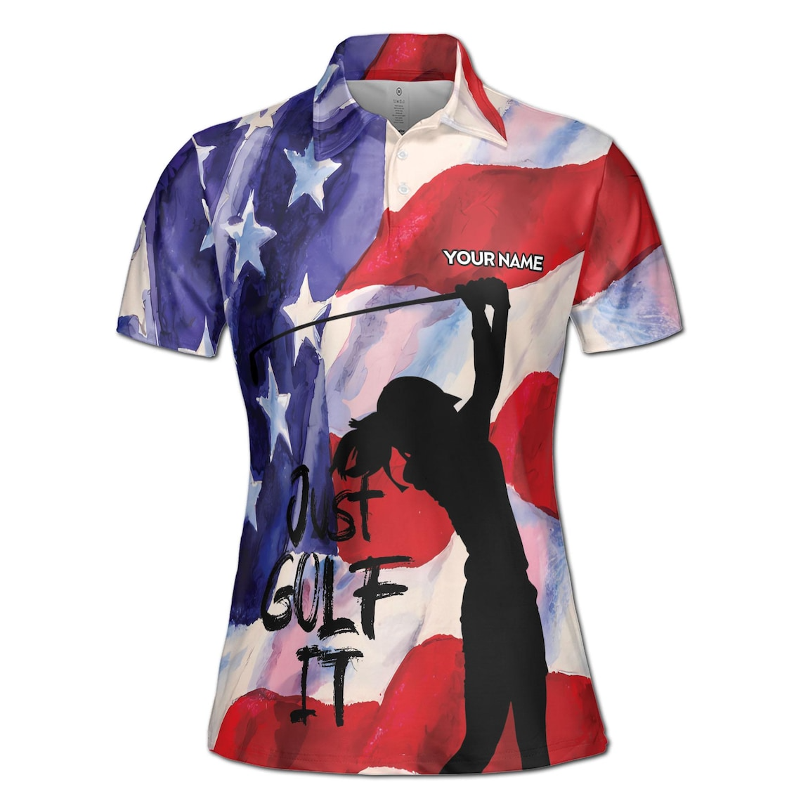 Custom Patriotic Watercolor America Just Golf It Women's Polo Shirt (S-5XL)