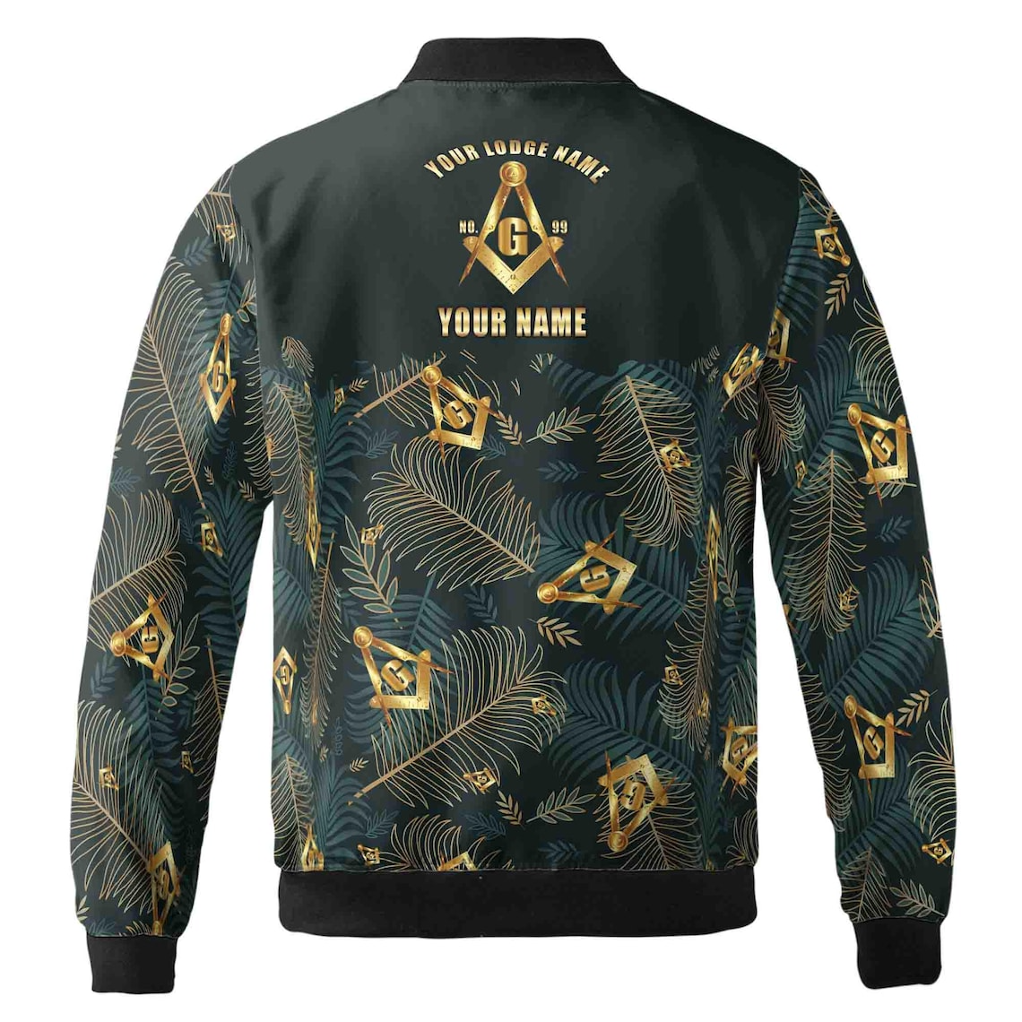Customize Masonic Master Mason Tropical Palm Leafs Bomber Jacket (S-5XL)