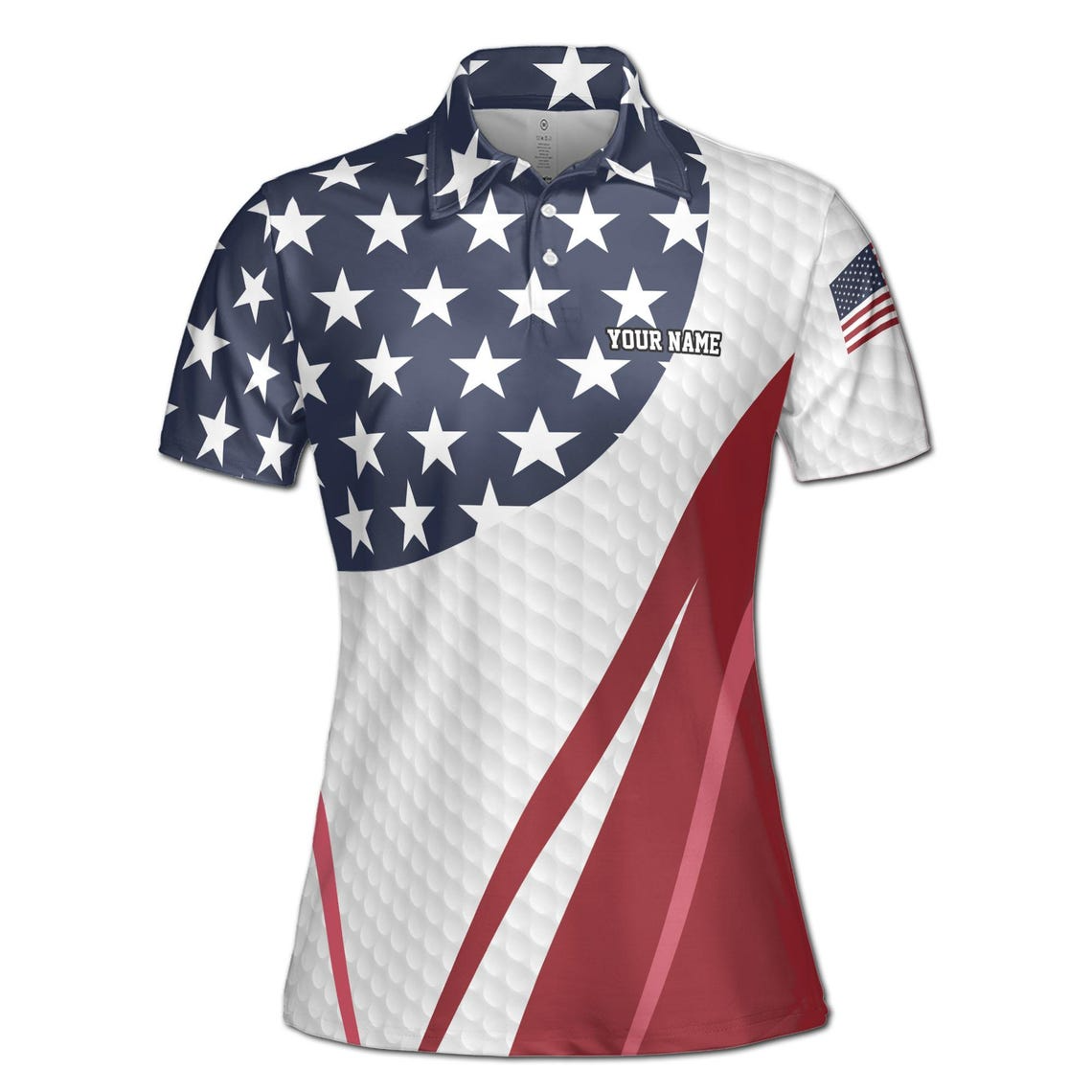 Custom Name Patriotic America Pattern American Golfer Women's Polo Shirt (S-5XL)