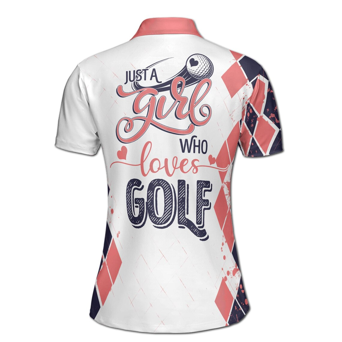 Custom Name Pink Spatter Just A Girl Who Loves Golf Women's Polo Shirt (S-5XL)