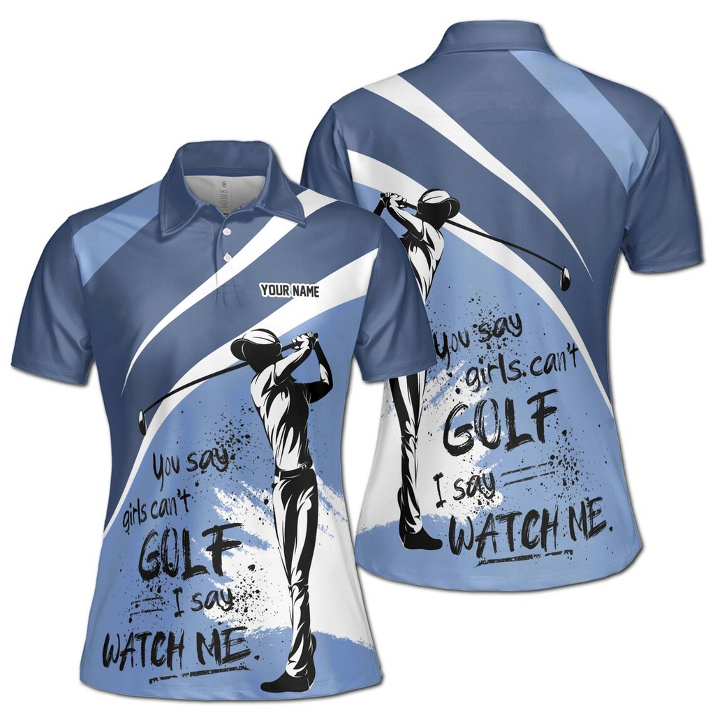 Custom Name Pink Spatter Just A Girl Who Loves Golf Women's Polo Shirt (S-5XL)