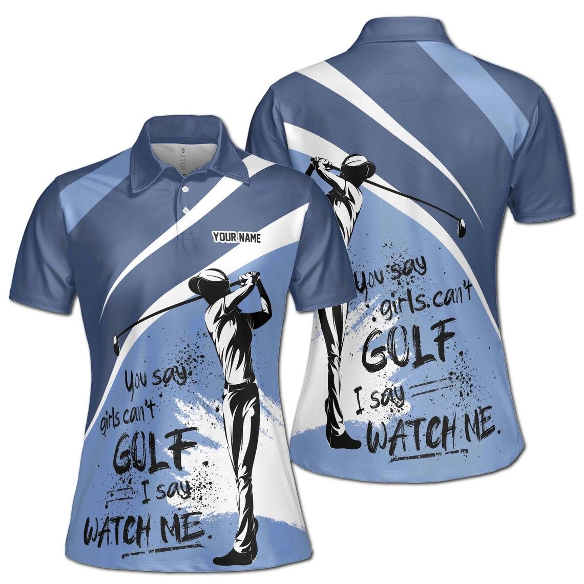 Custom Name Pink Spatter Just A Girl Who Loves Golf Women's Polo Shirt (S-5XL)