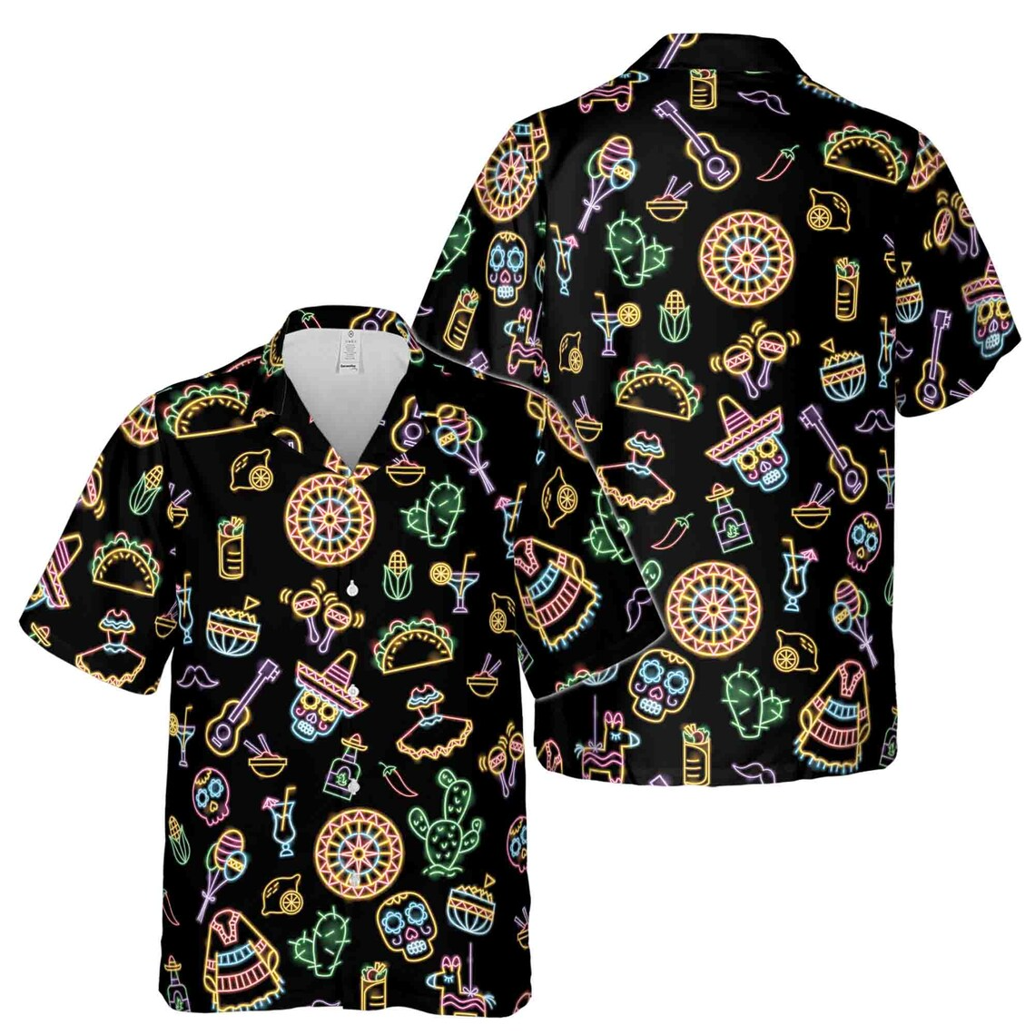 Neon Mexico Fiesta Cinco De Mayo Hawaiian Shirts (S-5XL)