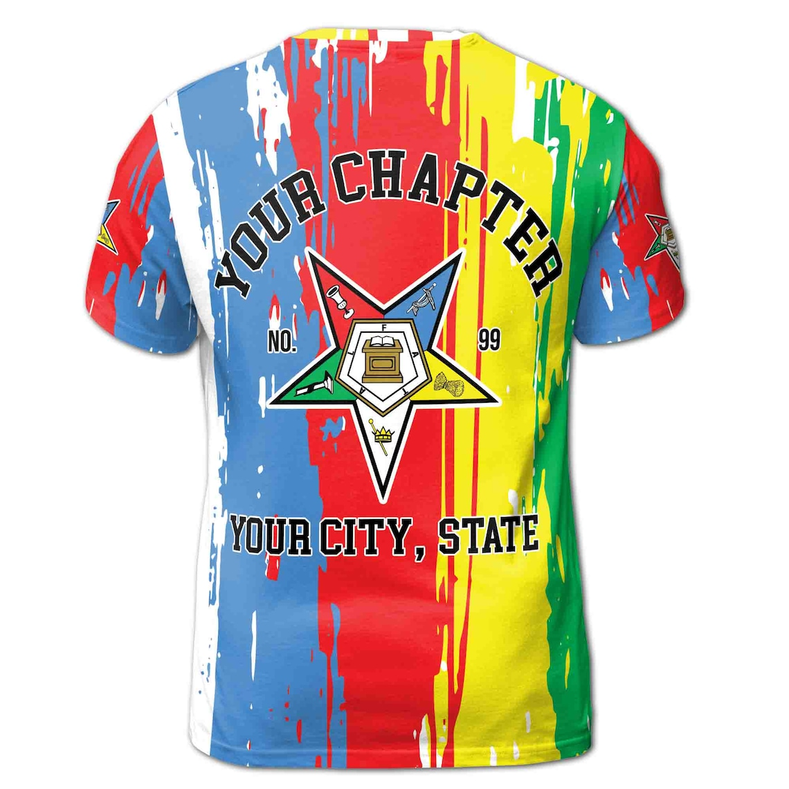 Personalized Colorful Order Of The Eastern Star OES Pentagon Down 3D T-shirt S-5XL