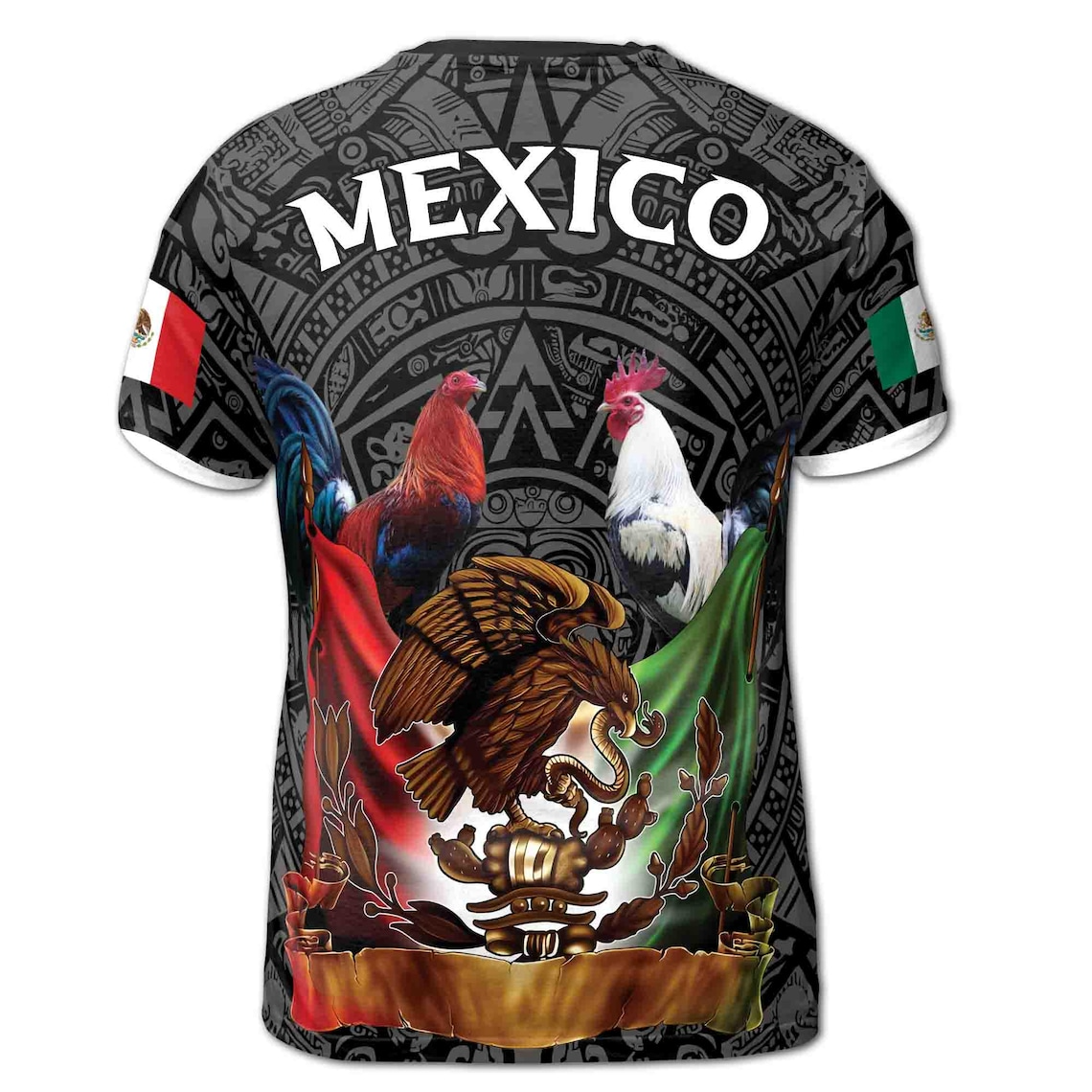 Custom Name Mexico Tattoo Tribal Mexico Coat of Arms Men's 3D T-shirt S-5XL