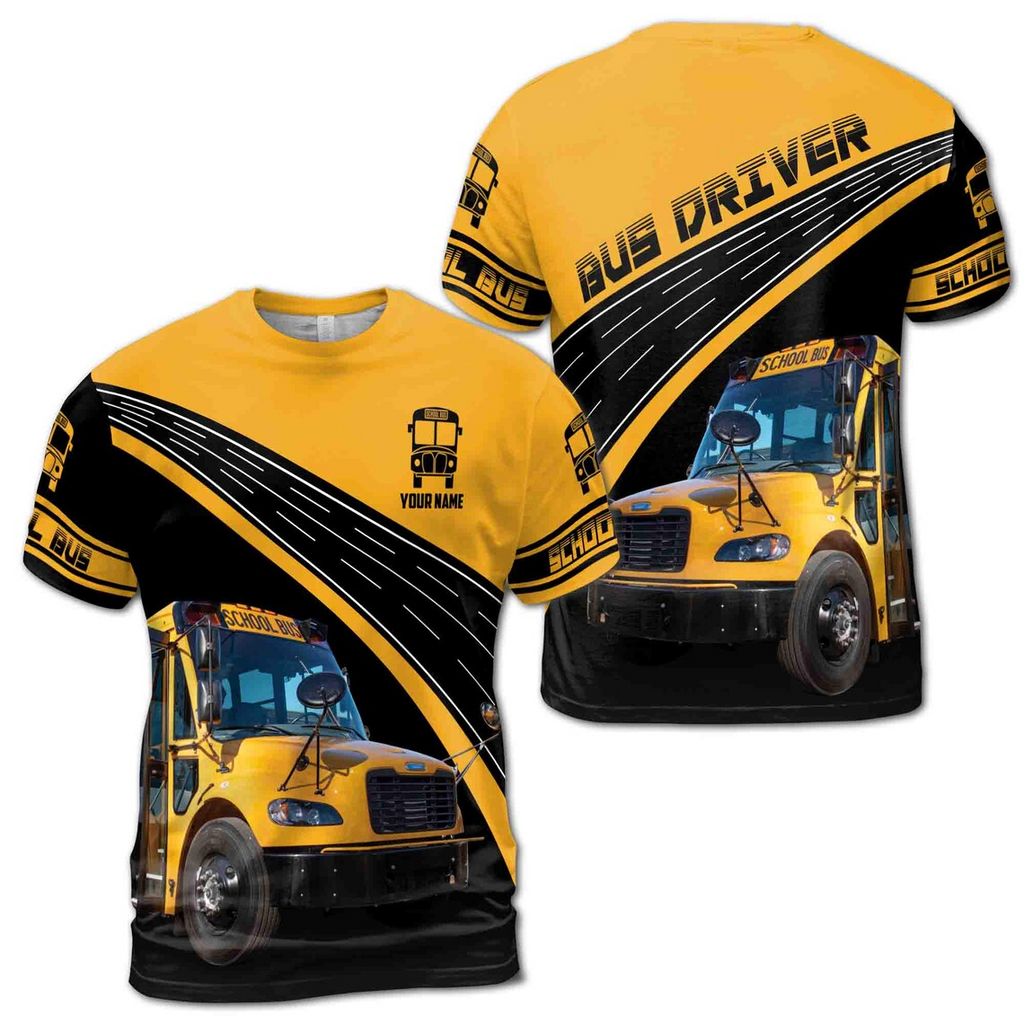 Custom Name School Bus Bus Driver Men's 3D T-shirt (S-5Xl)