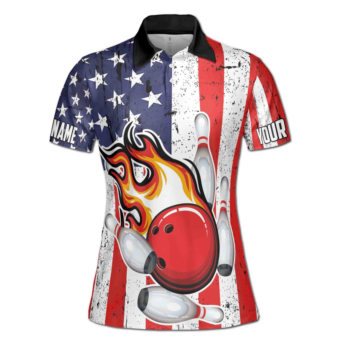Personalized Patriotic American Bowling Player Women's Polo Shirt (S-5XL)