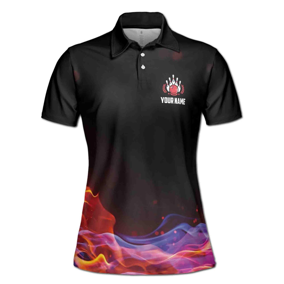 Custom Name Bowling Polo Shirt: Passion On Flame, Women's Athletic Wear