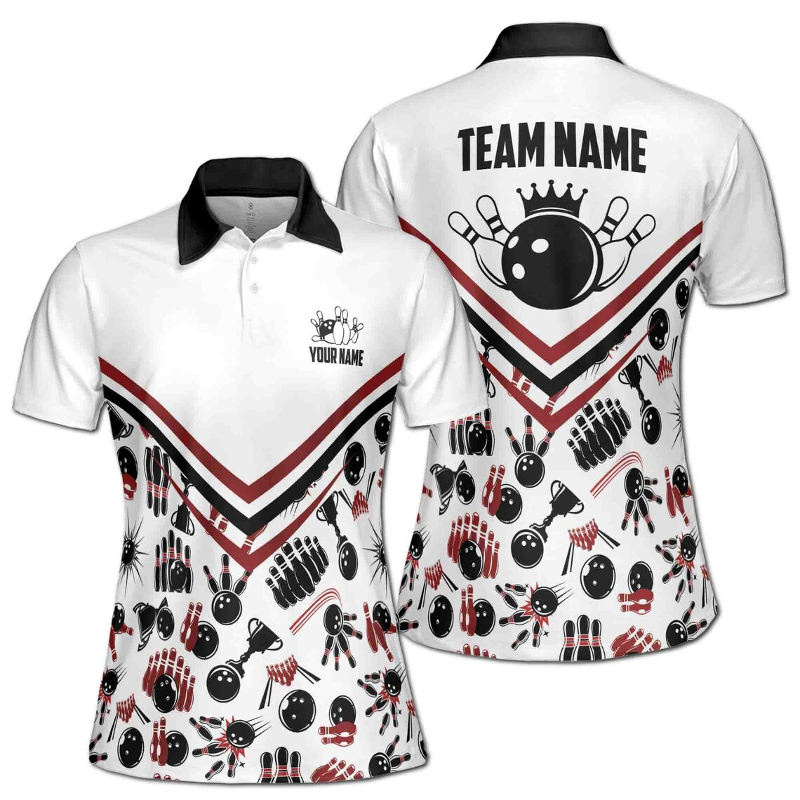 Personalized Bowling Pattern Women's Polo Shirt (S-5XL)