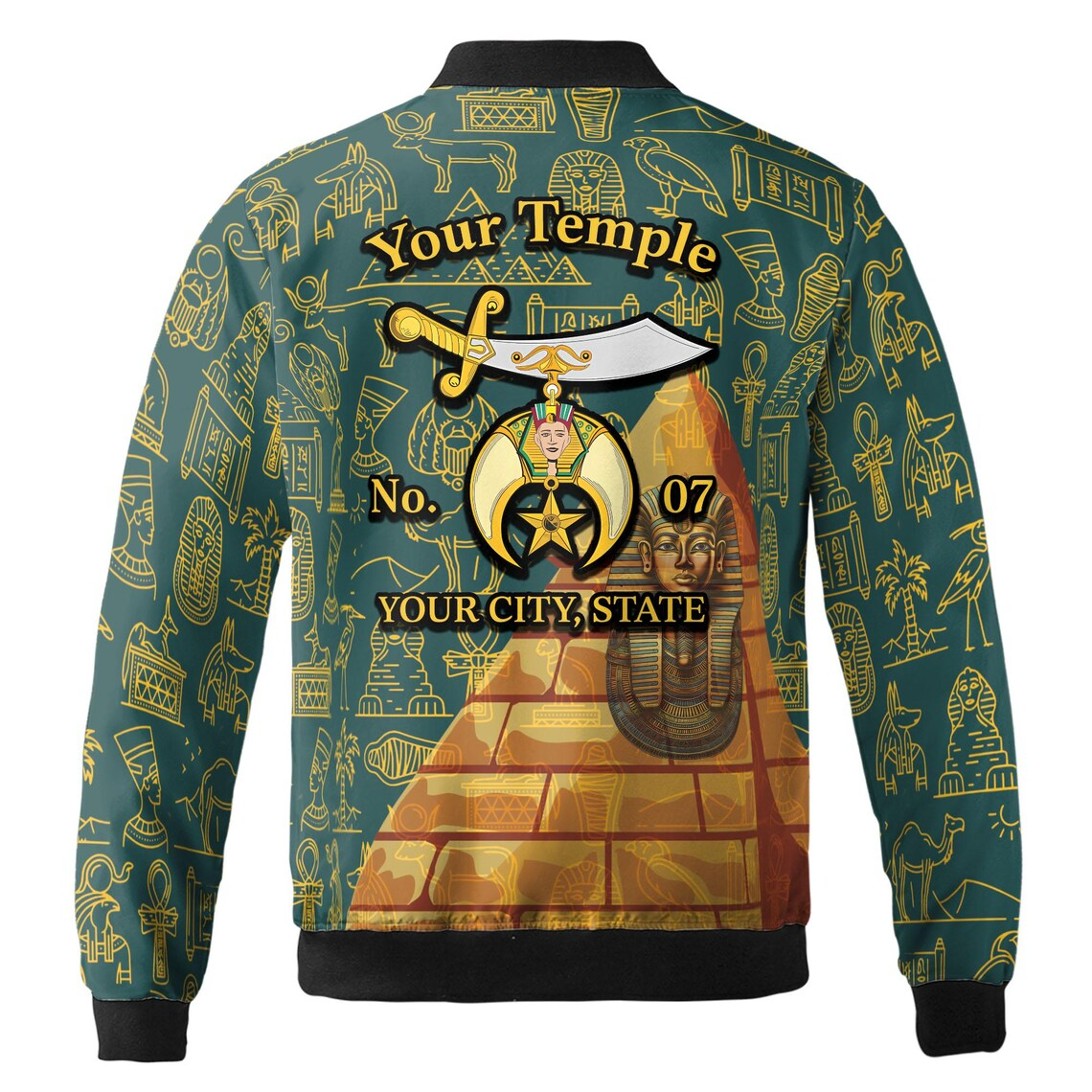 Personalized Masonic Noble Shriner Bomber Jacket (S-5XL)