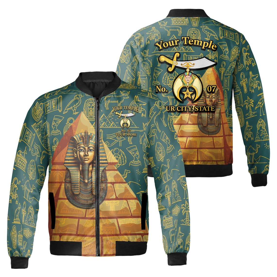 Personalized Masonic Noble Shriner Bomber Jacket (S-5XL)