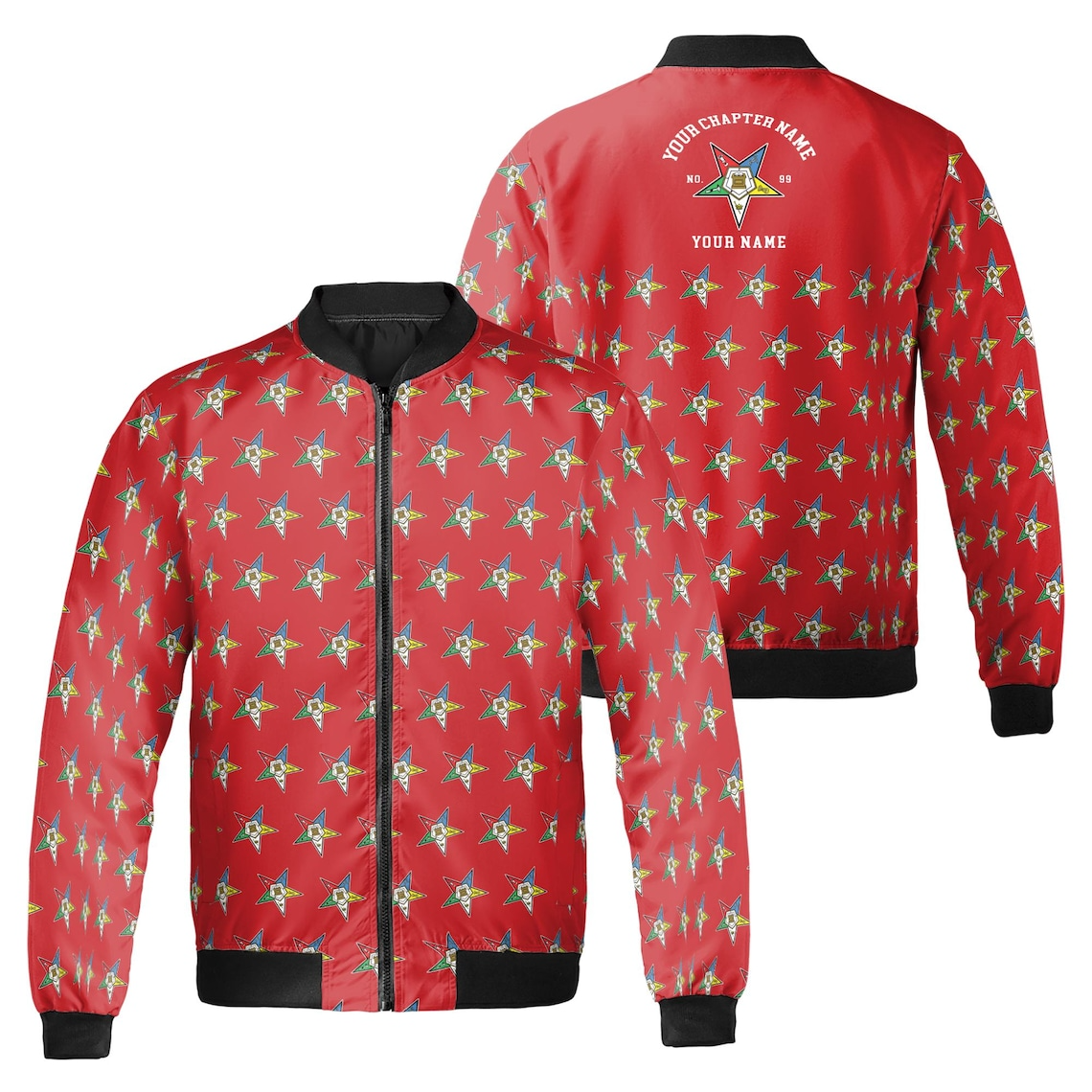 Custom OES Order of The Eastern Star Masonic Multi-color Bomber Jacket (S-5Xl)