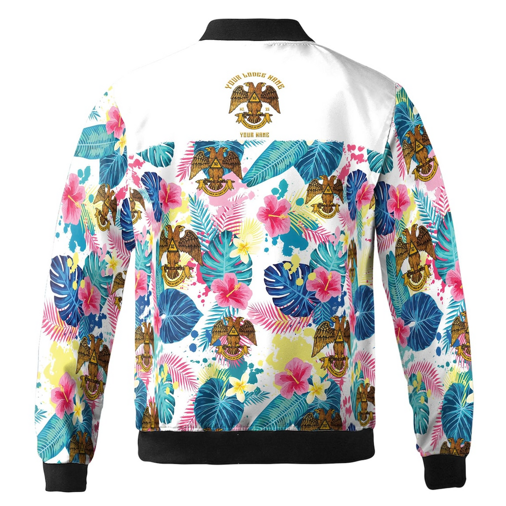 Customized Rite of Scottish 32 Colorful Palm Leaf Bomber Jacket (S-5XL)