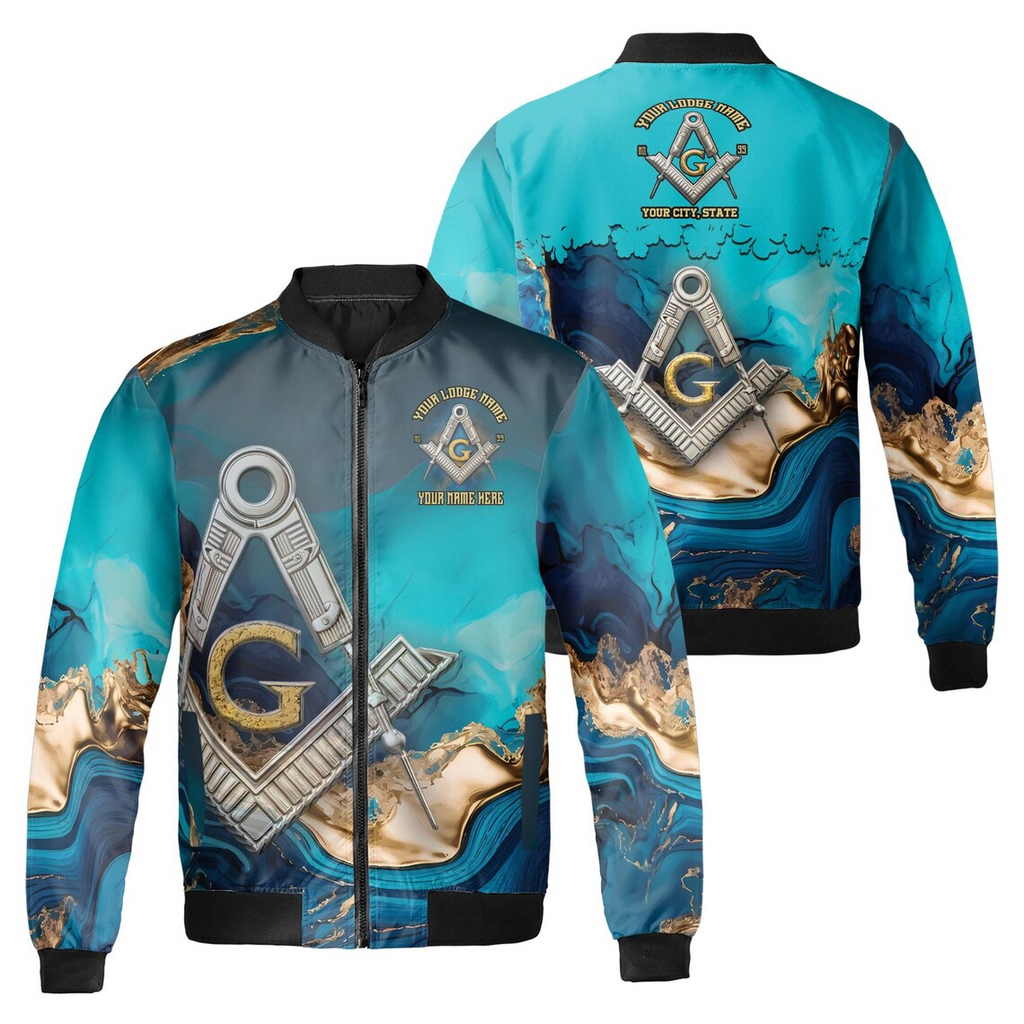 Customized Mansonry Master Mason Marbling Bomber Jacket (S-5Xl)