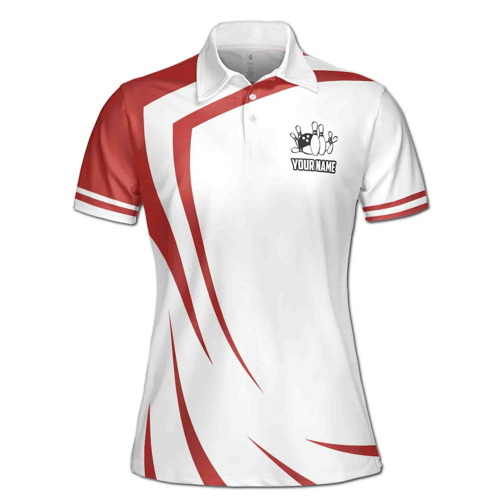 Personalized Bowling Apparel Red And White Women's Polo Shirt (S-5XL)