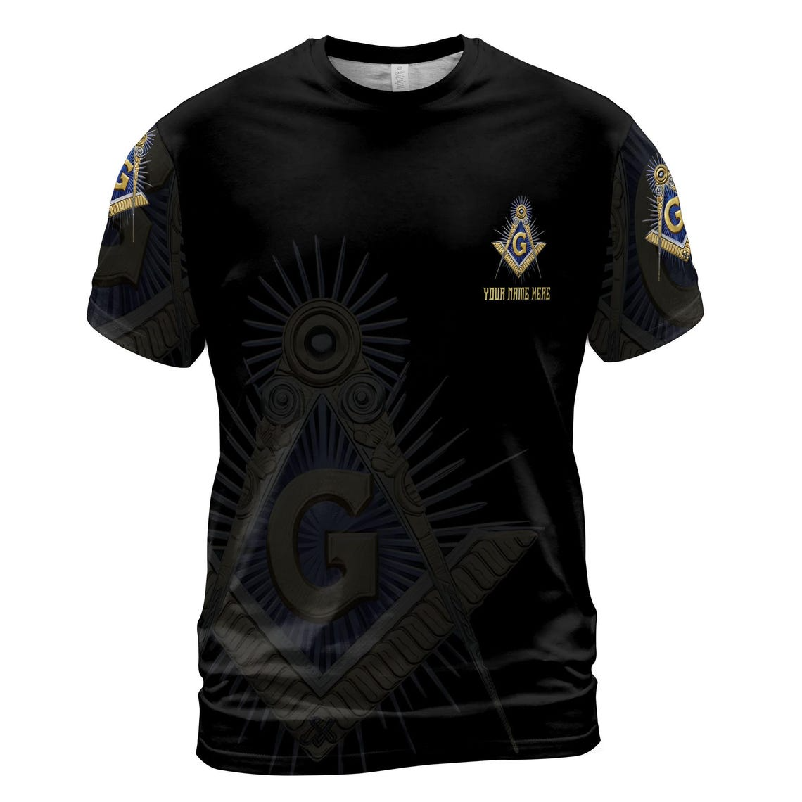 Personalized Freemasonry Master Mason Golden Men's 3D T-shirt S-5XL